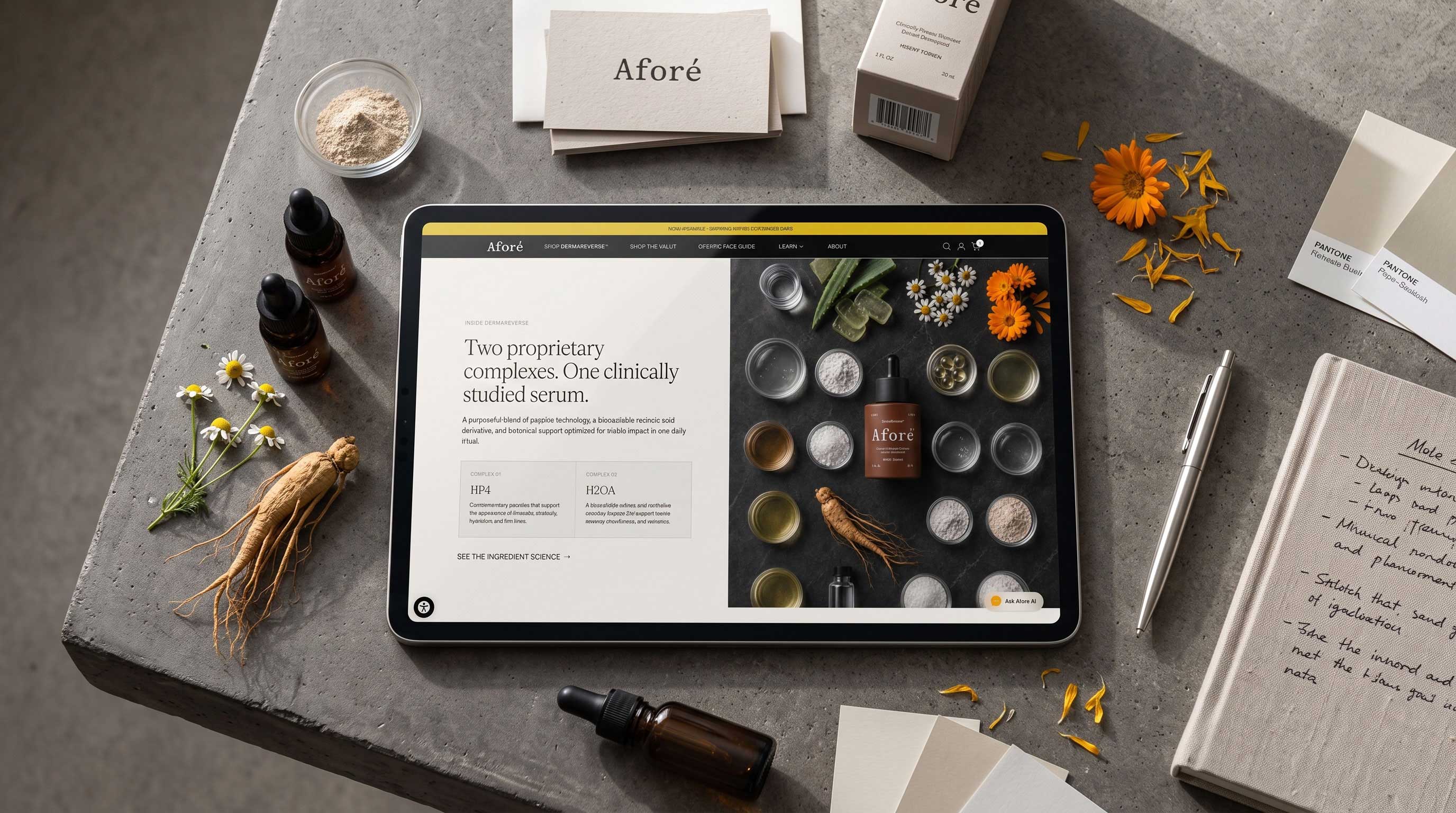 Aforé Beauty tablet view