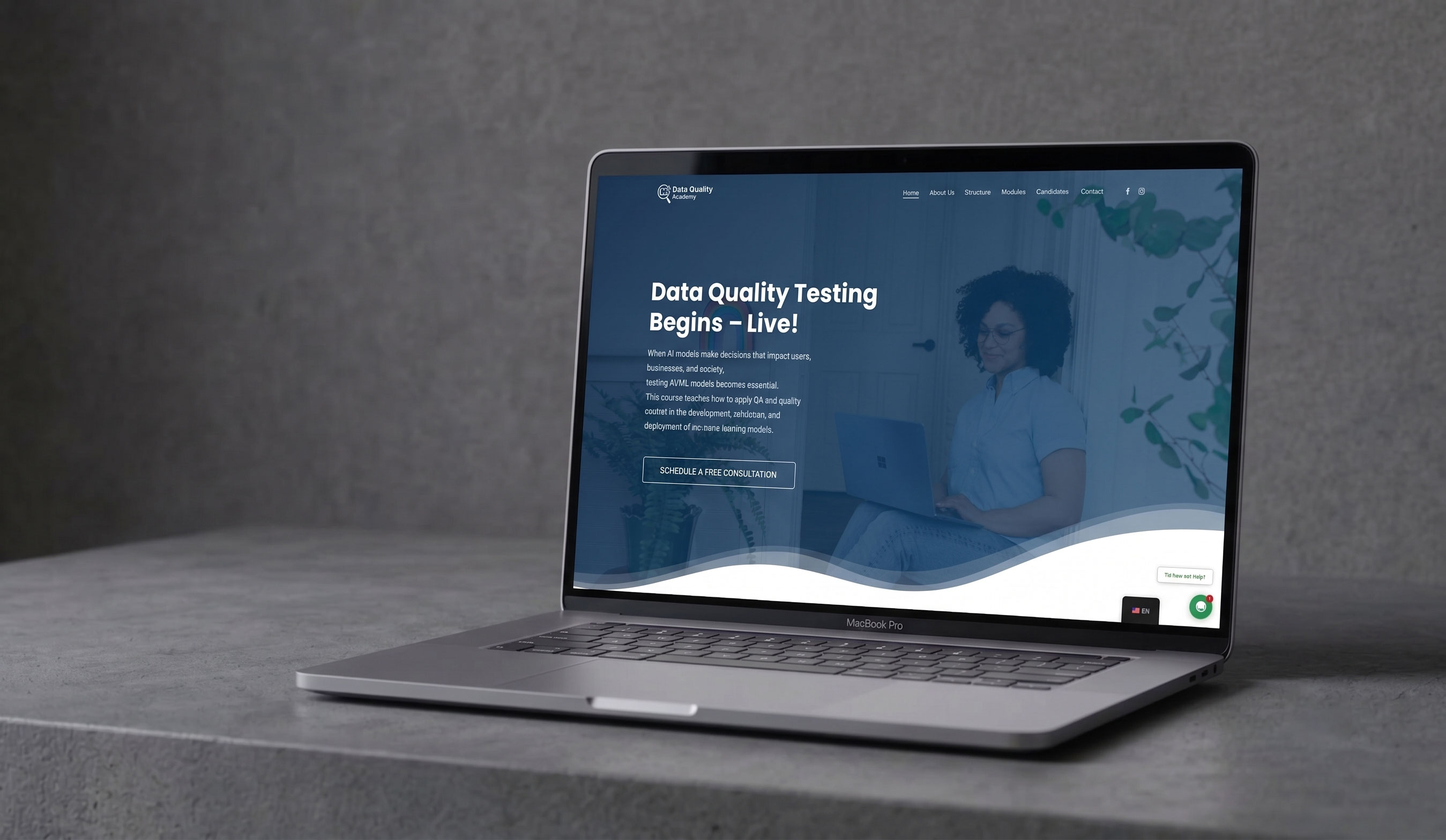 Data Quality Academy — MacBook mockup