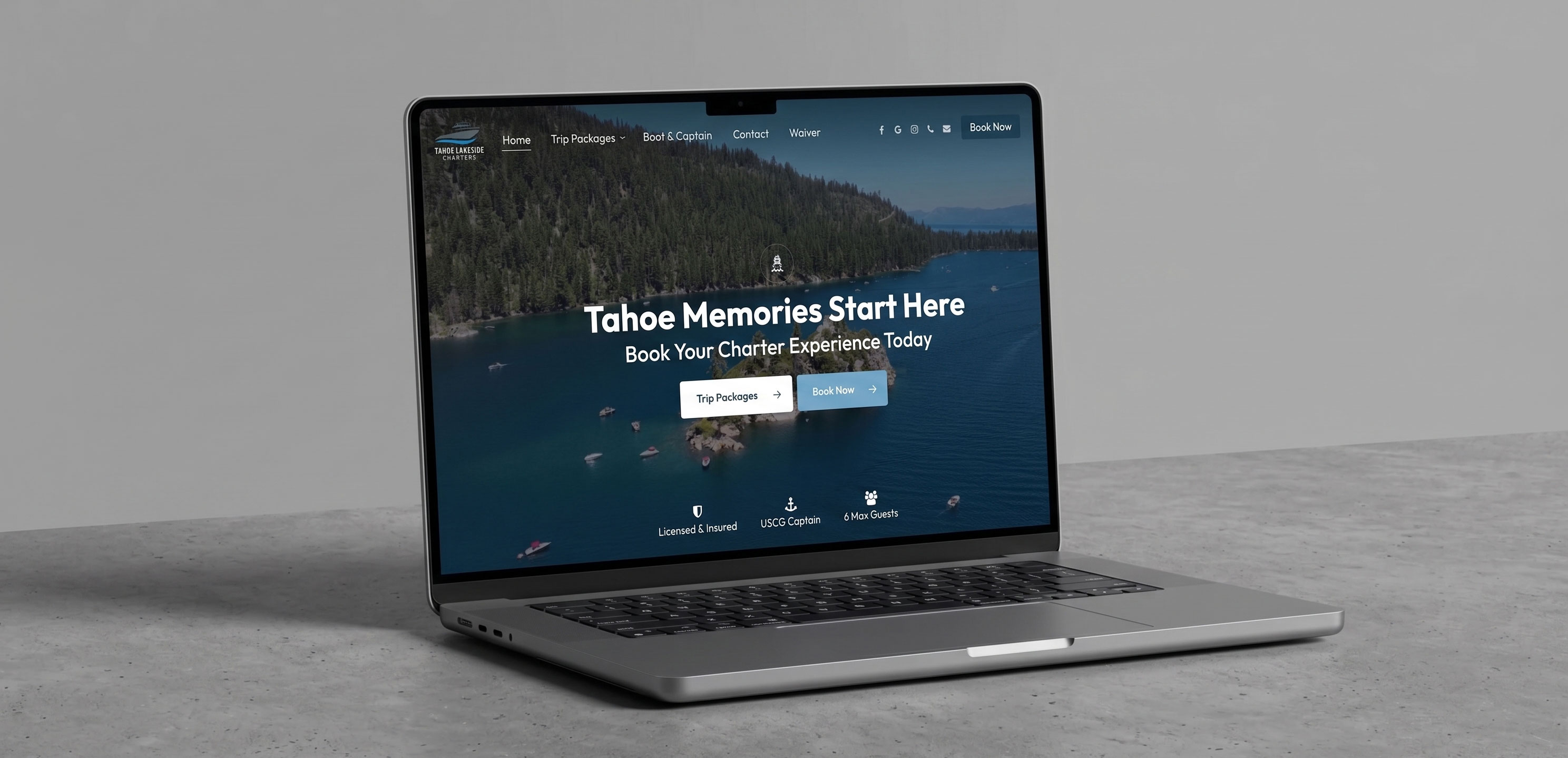 Tahoe Lakeside Charters - MacBook mockup