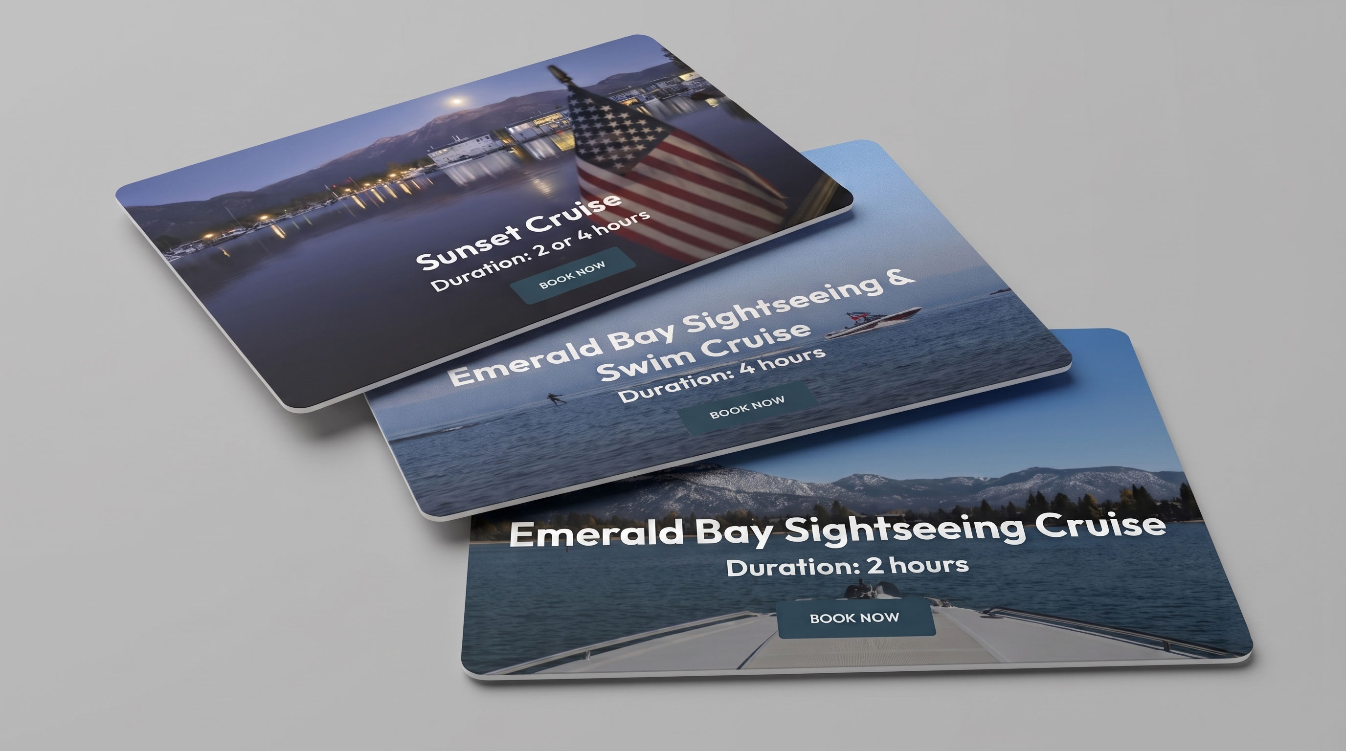 Trip Packages - Emerald Bay and Sunset Cruise Cards